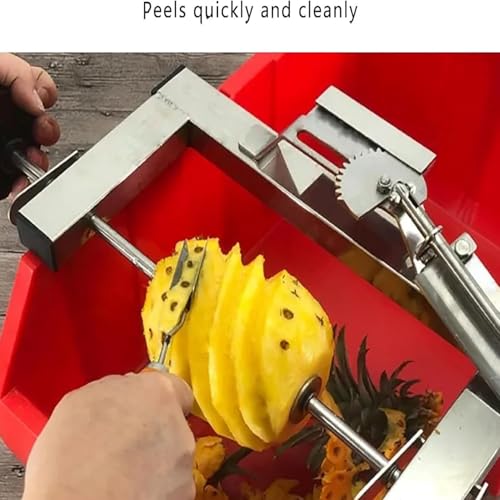Descorazonador y pelador de piña comercial, cortador de acero inoxidable con espacio ajustable de 30-36 cm, 3 cuchillas, para el hogar, restaurante, supermercado