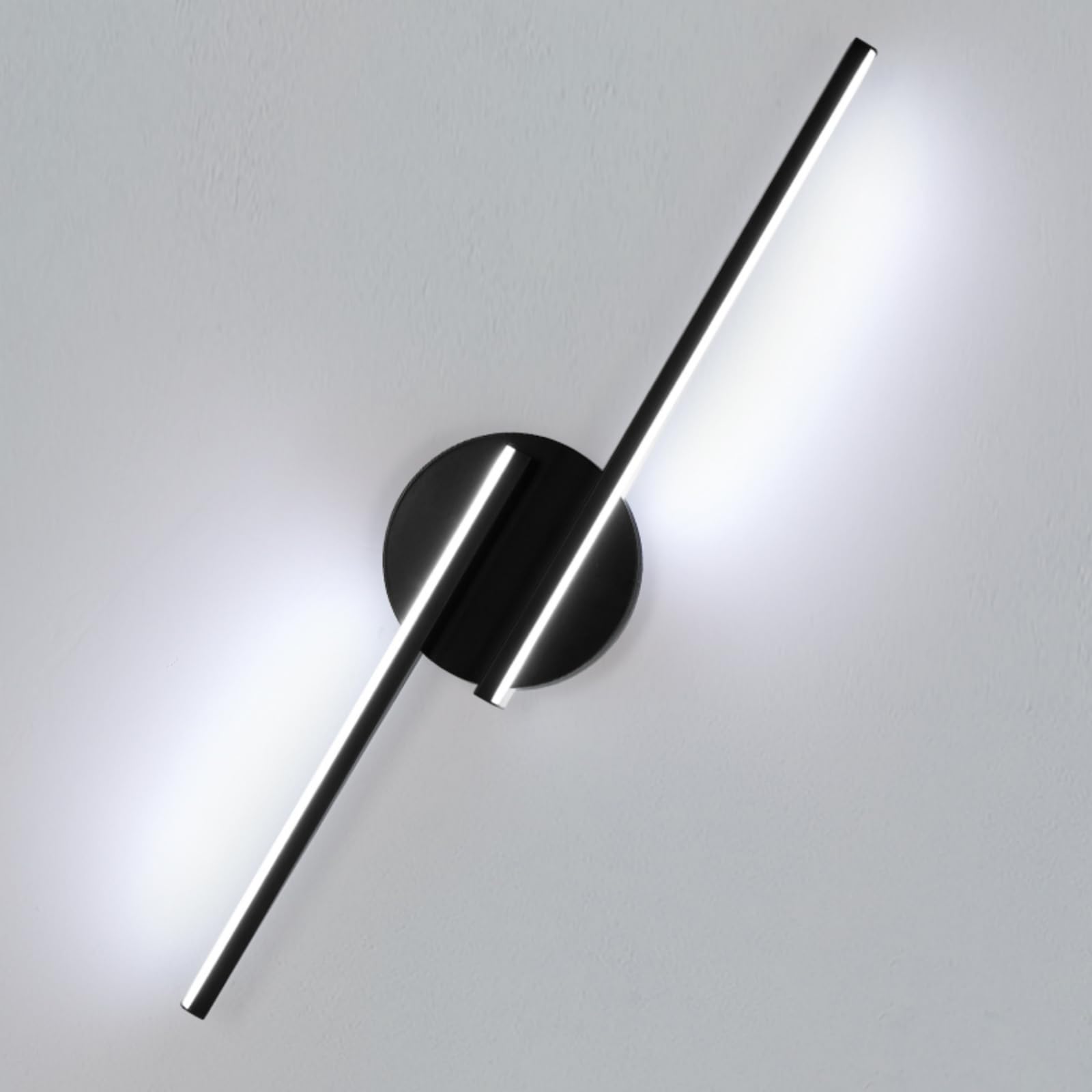 Osairous Lampada da Parete LED Interno, 22W 2475LM Applique da Parete Alluminio Camera da Letto, 55CM Nero Lampada a Muro Moderno Bianco Freddo 6500K per Bagno Lampada Soggiorno Scale Corridoio