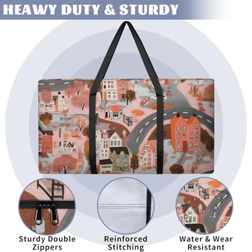 Graffiti City Extra Large Moving Bags Heavy Duty Storage Bags Fantastic City Cloth Wrap Around Handles Double Zipper Reusable Convenient Foldable Storage Tote for Travel Camping Space Save3