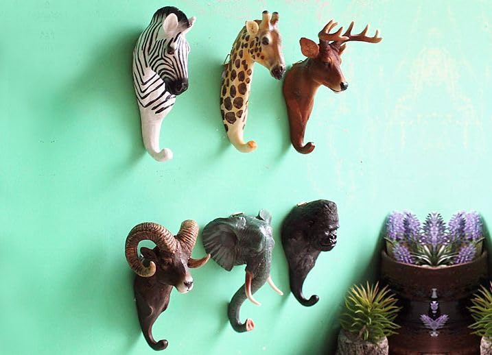 土産物、美術品、壁掛け、置物 Amazon｜壁掛けオブジェ ウォールフック 動物の顔 リアル (ゴリラ