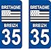35 Bretagne Breizh département Drapeau région Autocollant Plaque immatriculation Auto Voiture Sticker, Couleur : Bleu, Angle : Arrondi