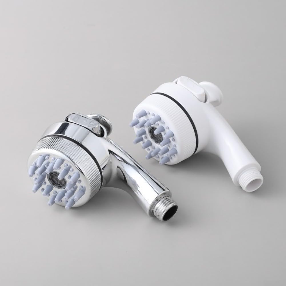 Pomme de douche pour chats et chiens avec pulvérisation réglable et brosse de massage, pour la maison, la salle de bain, le bain (argent)