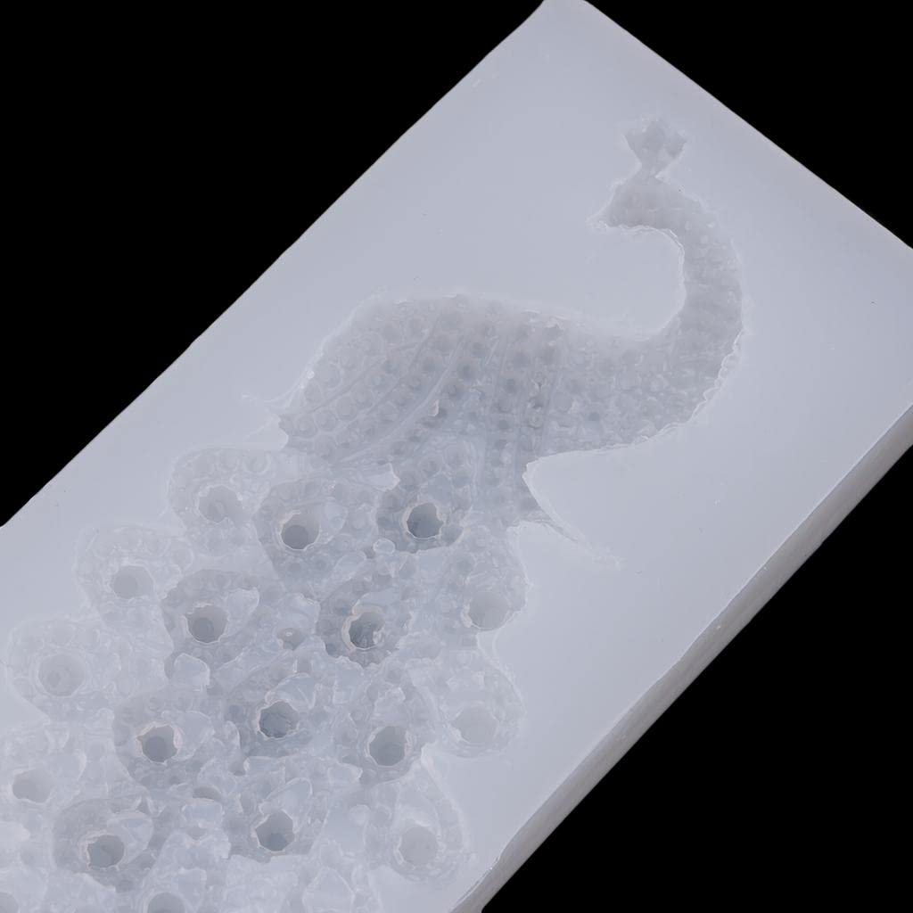 Stampo In Silicone A Forma Di Pavone Per Resina Epossidica, Fai Da Te Gioielli E Ciondoli, Stampo Da Specchio Bianco 13x5.6cm