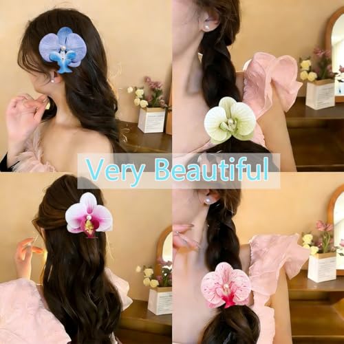 6 Pcs Pinzas para Cabello Flores Hawaianas con Perlas miniatura 4
