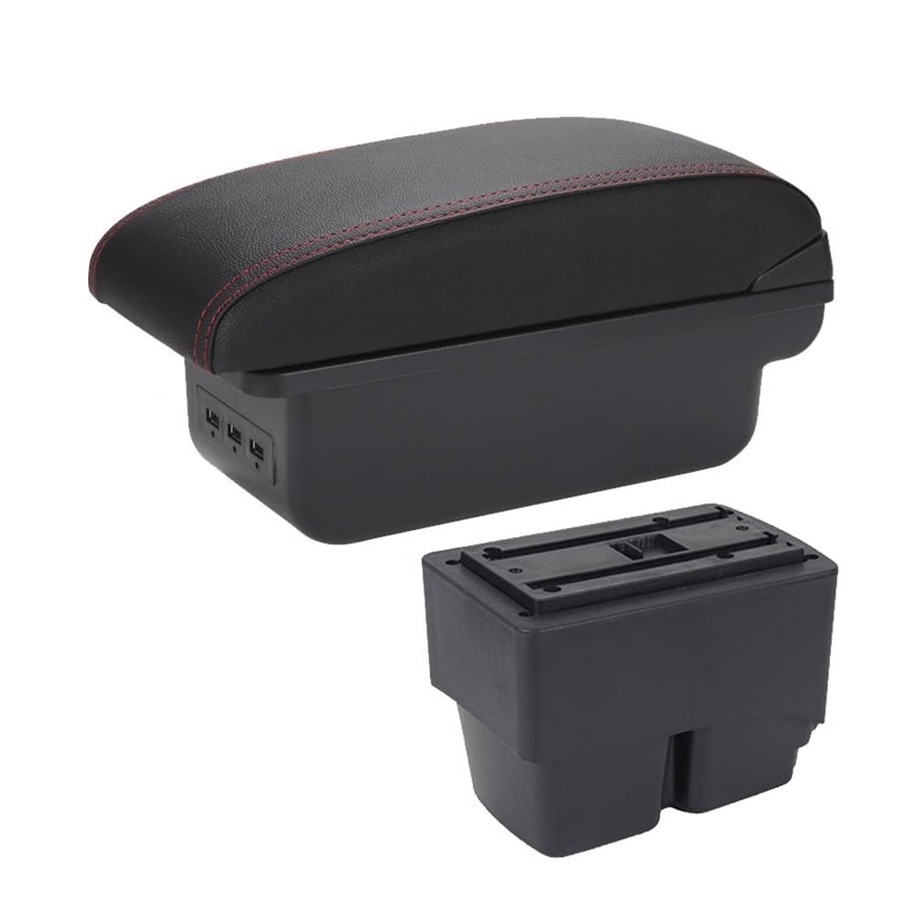 Aierdeyp B1 Black Red 3Usb Car Armrest Box For Ford For Fiesta 2011-2015 2016 2017 2018