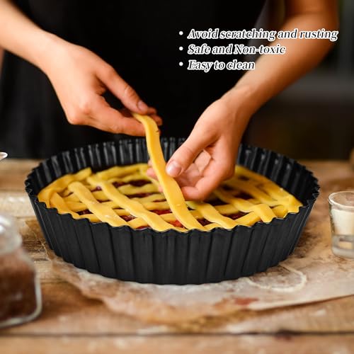 2 Pack 6 CM Deep Quiche Dishes for The Oven Non-Stick 24 CM Tart Tins with Loose Base, Deeps Round Flan Tin Removable Bottom for Baking - Image 5