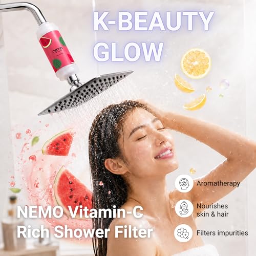 Image of NEMO Vitamin Shower Filter (Summer Watermelon) | Made in South Korea | Vitamin C + Glycerin Enriched | For Soft Skin & Smooth Hair | Advanced Chlorine & Rust Removal | De-stress with Aromatherapy