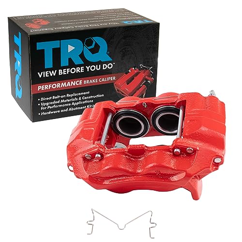 Image of TRQ Front Left Brake Caliper Performance Red Drivers Side