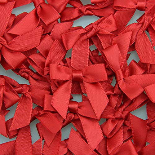 7Rainbows 50Pcs Boutique 1.5 Inch Red Satin Ribbon Mini Bows For Craft Sewing Scrapbooking Wedding And Gift Wrapping thumb #2