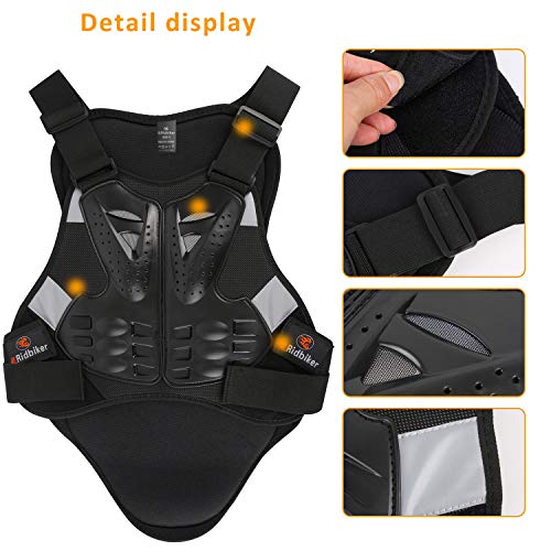RIDBIKER Chest Protector Motorcycle, Dirt Bike Gear Body Armor Vest Spine Back Protector for Motocross Off-Road (Reflective at Night) (Black, XL) - Image 4