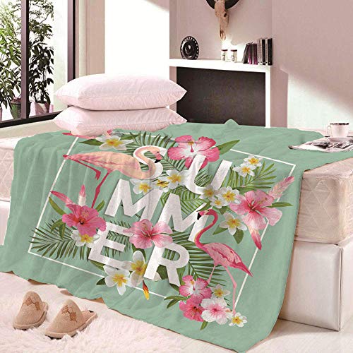 JFAFJ Kuscheldecke Sherpa Decke Flanell Pink & Flamingo Gedruckte Decke Mikrofaser Sherpa Fleecedecke Weich Dicke Wohnzimmerdecke Tagesdecke Sofadecke zweiseitige Decke 130x150cm – Bild 5