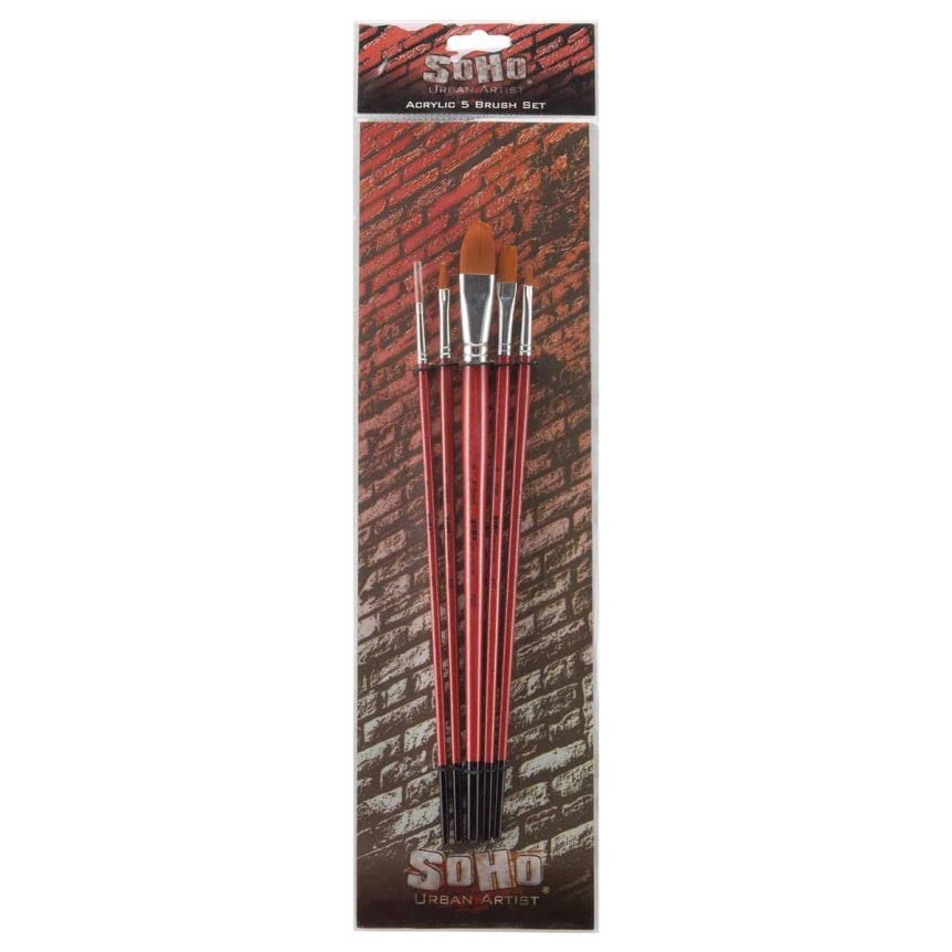 Soho Urban Künstler Pinsel Acryl Set von 5 verschiedene Größen