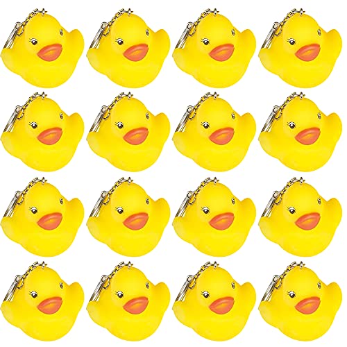 ArtCreativity Ducky Keychains for Kids, Set of 12, Key Chains with Yellow Duck, Accessories for Keys, Backpack, or Pocket Book, Keyholder Birthday Party Favors, Carnival Party Favors for Children