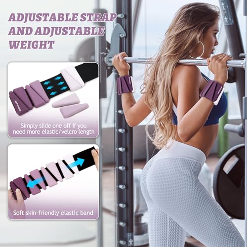 Image of BECOJADDE Ankle Weights for Women Wrist Weights Set of 2 (1 lb /2 lb Each) Adjustable Arm Leg Weight for Womens Men Suitable for Walking Swimming Running Pilates Yoga Gym