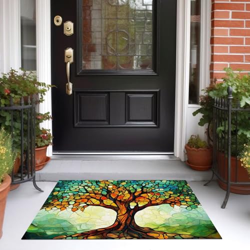 Tapis de salon antidérapant lavable vert arbre 3D - 5