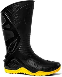 Bota Motociclista Impermeável Cano Longo Pvc Motosafe Bracol Tamanho:39;Cor:Amarelo