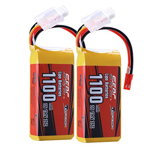 Sunpadow 11.1V 3S RC Lipo Battery 35C 1100mAh with JST Plug for RC Airplane Quadcopter Helicopter Drone FPV Racing 2 Packs