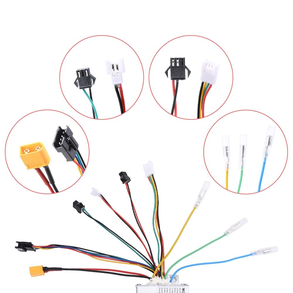 Contrôleur de moteur de scooter électrique 36 V 350 W 17 A avec câble de conversion, pour iScooter E9T, boîtier en plastique-métal noir, 9 × 5 × 3 cm, 215 g