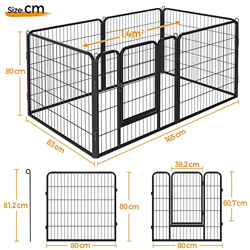 Yaheetech Parc pour Chien 6 Panneaux Chenil Enclos en Métal 80 x 80 cm Noir – vue 3