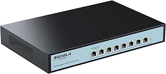 SODOLA 8 Port 10Gb Easy Web Managed Switch, 8 x 10G RJ-45 Ports, 160Gbps Bandwidth, Support LACP, VLAN, QoS, 10G/5G/2.5G/1000M/100M Auto-Negotiation, Multi-Gigabit Managed Ethernet Switch