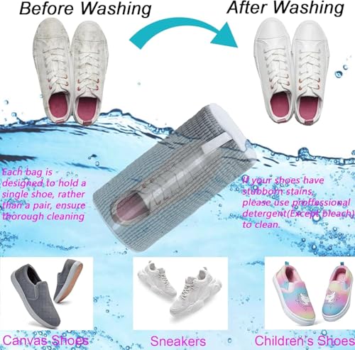 Image of Shoe Washing Bag for Washing Machine | Shoe Laundry Bag for Sneakers and Sports Shoes | Reusable Mesh Shoe Wash Bag with Zipper (Grey)