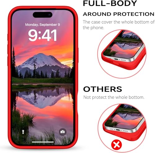 Image of mobistyle Magnetic Silicone Back Cover for iPhone 17 Pro Max 6.9-Inch, Compatible with Mag-Safe, Silky Soft Touch, Shock Absorbing Phone Cover Case with Camera Lens Protection (Red)