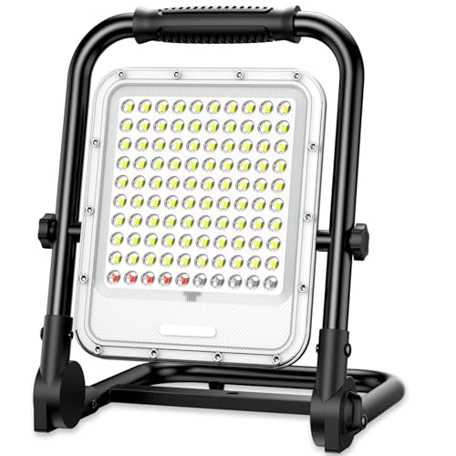 JADIDIS 300W Led Baustrahler Akku 4 Modi Arbeitsleuchte 32000LM 24000mAh USB-Wiederaufladbar mit 90*COB-Chips, IP66 Wasserdicht Led Strahler, Campinglampe Tragbar für Werkstatt oder Baustelle, Garage