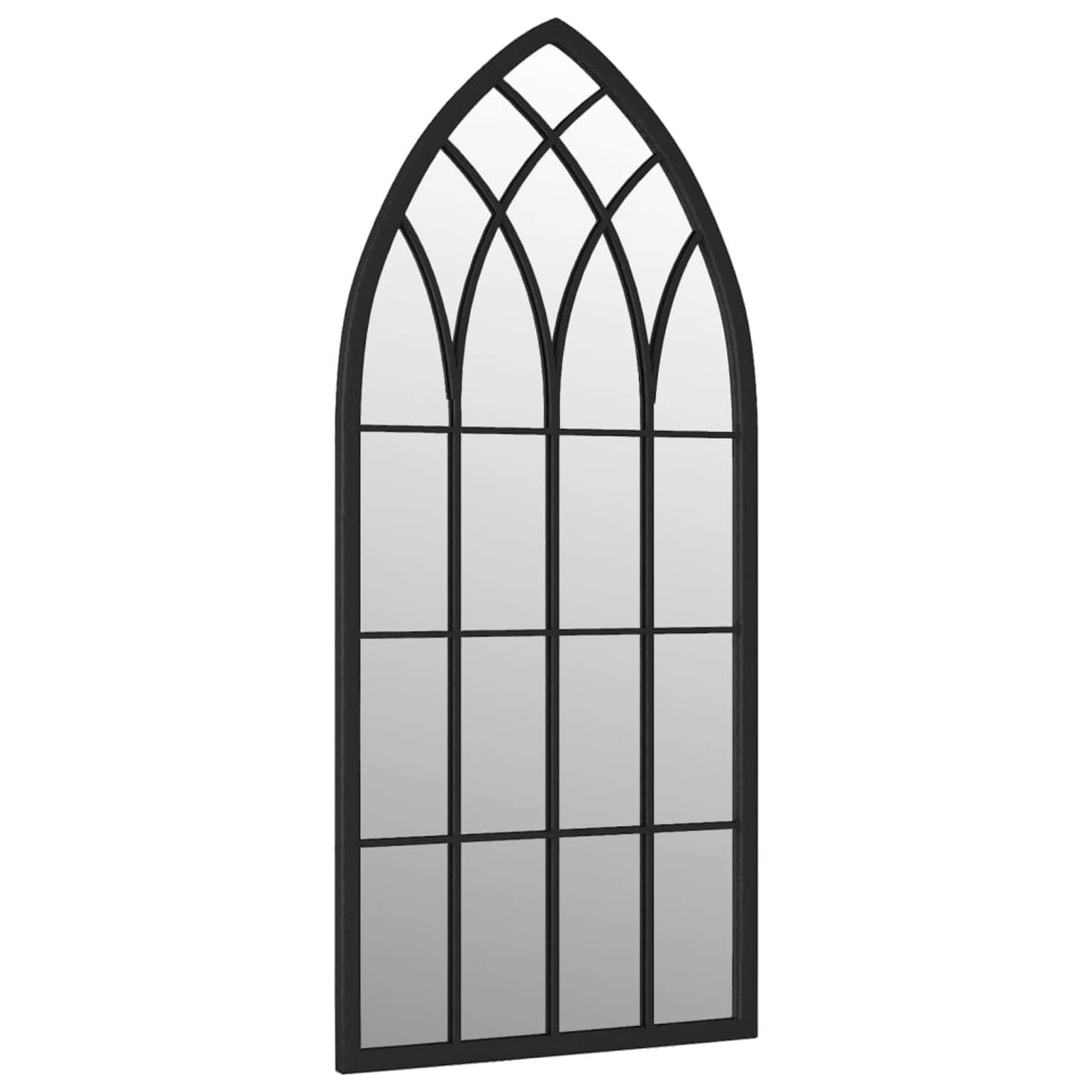 Homgoday Specchio da giardino nero ferro per esterno 100 x 45 cm specchio decorativo da parete specchio di finestra in metallo per soggiorno camera da letto, ingresso stile moderno