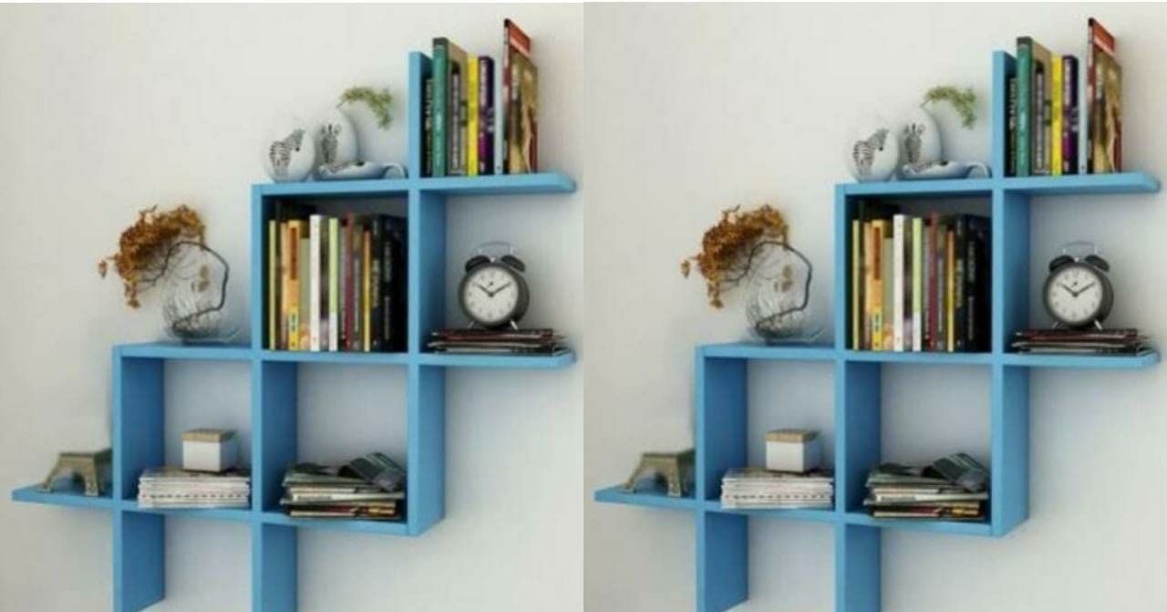 YASAR HANDICRAFTS Extra Large Size Wall Shelves Engineered Wood Wall Shelves| Rack Shelves for Bedroom Office Kitchen Living Room (Blue)