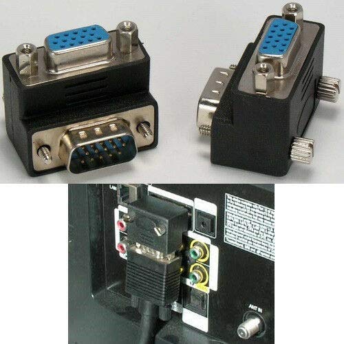 Adapter Right Angle/Elbow SVGA/VGA HD/HPDB15pin Male~Female Port Saver Cable