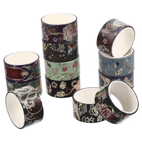 minkissy Cinta Washi Decorativa 12 Rollos 2 M por Rollo para Scrapbooking Manualidades DIY Pegatinas Adhesivas de Colores Adecuado para Álbumes y Proyectos Creativos