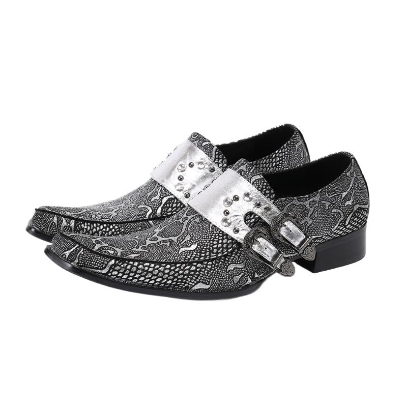 Double Monk Rhinestones Formal Shoes Dress Oxford for Men Business Vintage Outdoor Round Toe Slip-on Italian Leather Non Slip Block Heel Anti-Slip Slip Resistant Classic