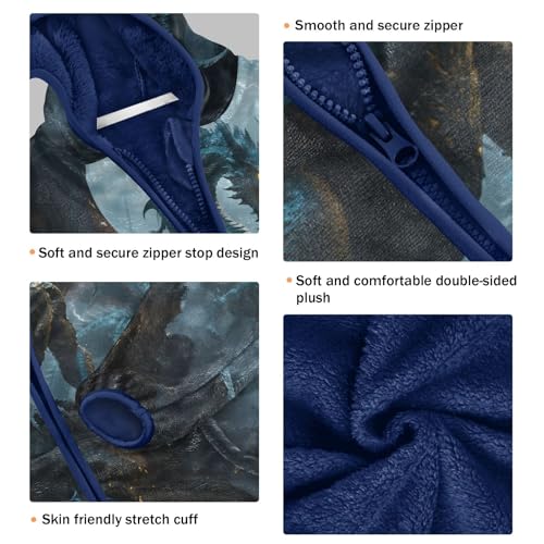 Dragon Amidst Stormy Skies Toddler Fleece Jacket Girl Boys Hooded Fleece Jacket Coat Warm Outwear Zip-up 3-10T3