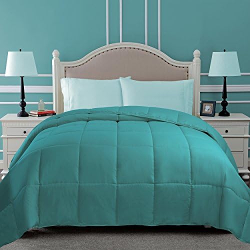 Superior Down Alternative Comforter - Bed Comforter, Medium-Fill Weight, All Season Comforter, Full/Queen, Turquoise