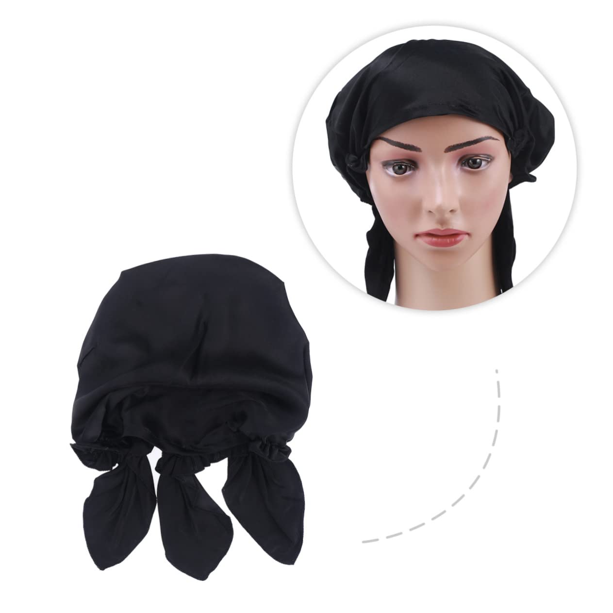 2 Cuffie Da Notte in Seta Per Donne Con Elastico E Nastri 60-100 Cm