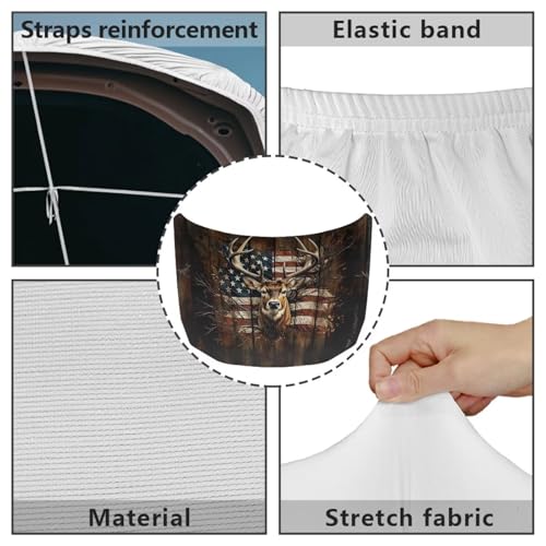 Image of American Flag Deer Car Hood Cover Elastic Fabric Covers for Car Hood Stretchable Universal Auto Accessories Easy Installation for Car Hood Decor and Protection