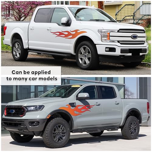 Image of Flame Decals for Cars, Fire Stickers - Flame Decals, Compatible with Sedan, SUV, Pickup Truck, Decoration, 2pcs 12 inch x 50 inch
