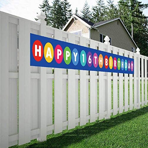 Maplelon Happy 16th Birthday Banner, 16 Birthday Party Sign Supplies Decorations