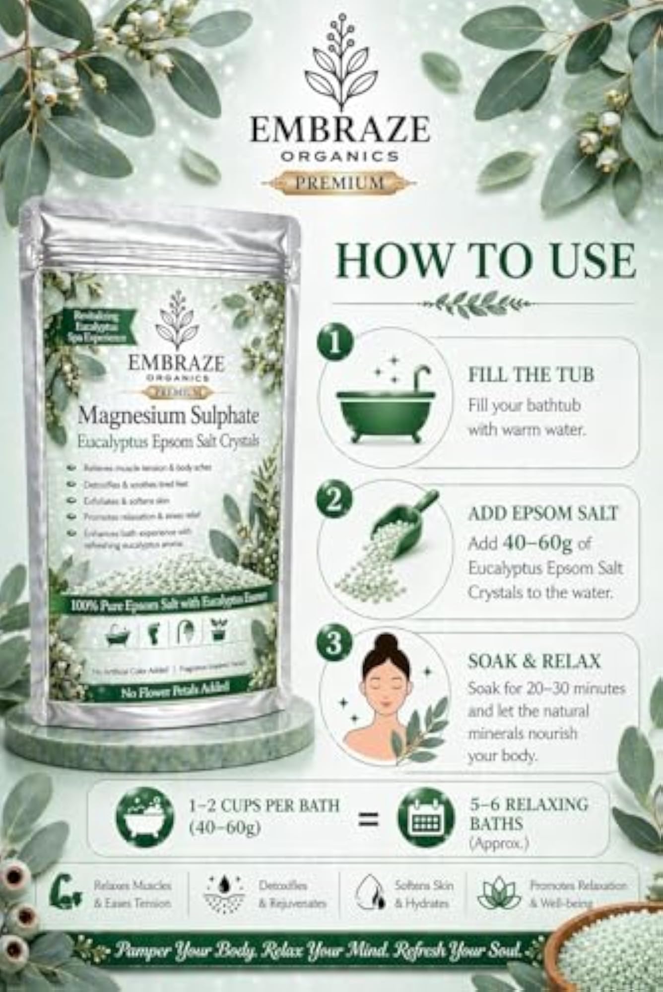 Epsom Salt Combo Pack with Lemon & Eucalyptus Fragrance