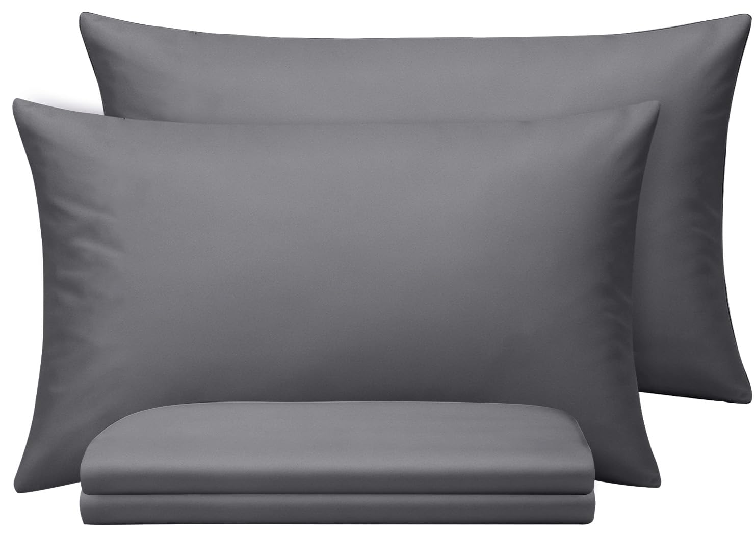 BedLooms Grey Pillow Cases 4 Pack Standard Size Brushed Microfiber Super Soft Pillowcases with Envelope Closure, House Wife Pillow Covers Hypoallergenic