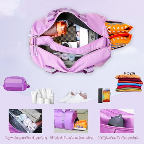 Custom Duffle Bag, Personalized Embroidered Sports Gym Bag for Women/Men, Travel Bag with Double-Sided Customization and Separate Wet and Dry Pockets and Shoe Bags-Orange3