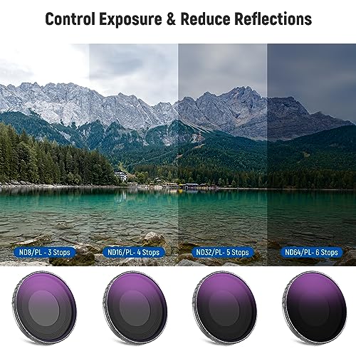 Image of NEEWER ND /PL Filter Set Compatible with DJI Osmo Action 4 /Action 5 Pro (4 Pack), Screw OnND8 /PL+ND16 /PL+ND32 /PL+ND64 /PL Filter Kit Action Camera Accessories Multicoated HD Optical Glass , FL-A14
