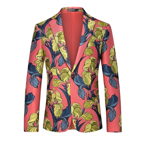 MOGU Mens Floral Blazer Paisley Suit Jacket Notched Lapel Tuxedo Men's Sport Coat for Casual Party Prom
