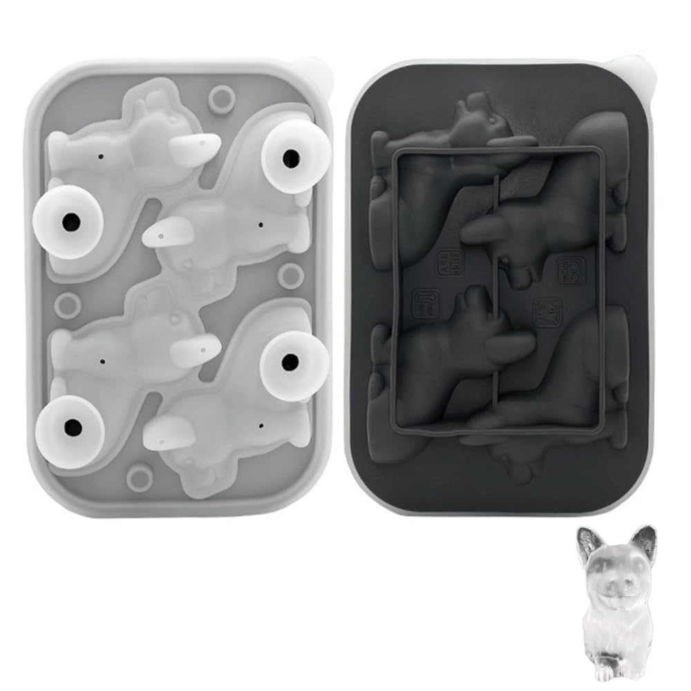 Dog Ice Cube Mold,4-Cavity Silicone 3D Labrador Ice Maker Multiple Dog Shape with Funnel for Freezer Ice Drink Juice Whiskey Iced Coffee Cocktail