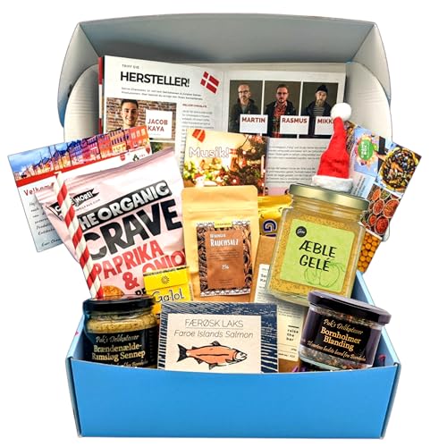 [ Chamsbox ] Dänemarkbox Hygge I Geschenkbox Dänemark I Hygge Box I Dänisches Geschenk I Gourmet Box I Skandinavien Box I Kreative Geschenkidee, Geschenkkorb Dänemark