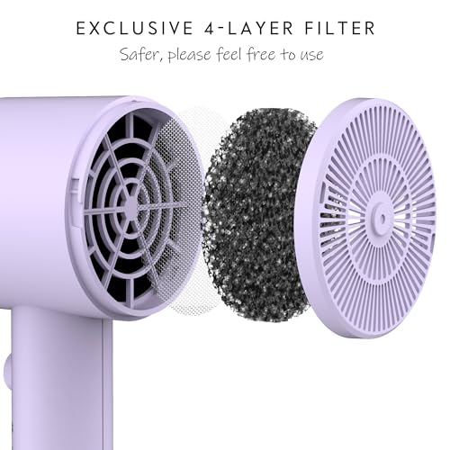 Image of AINA Diffuser Hair Dryer Full-Featured Blow Dryer 110V /1600W(Purple) | 3 Heat /2 Speed;Cold shut button;Lightweight;Compact Size;High Temp;Low Airflow;Same Results;Less Expense