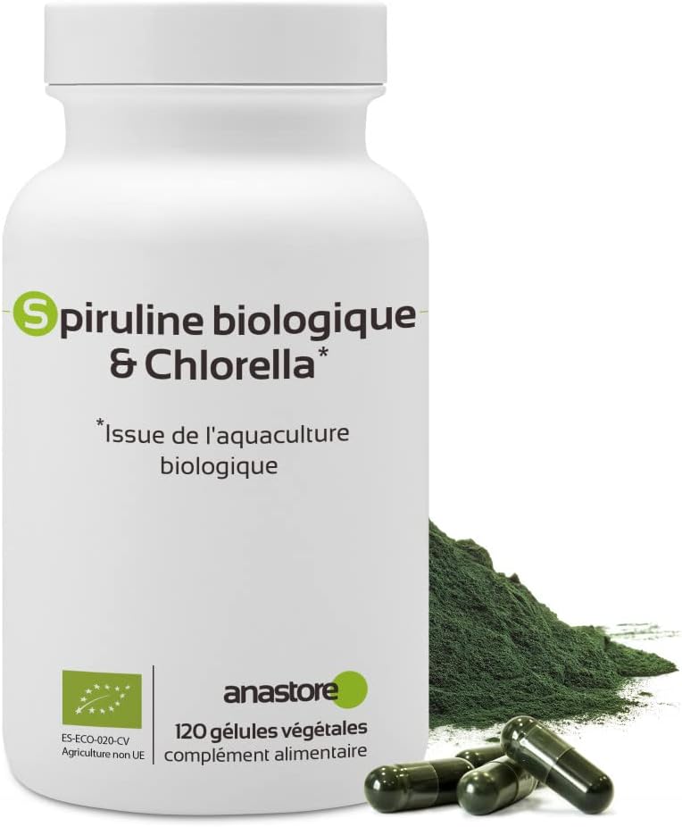 Organic Spirulina & Chlorella * 400 mg/120 capsules * Two micro-algae for a multivitamin effect * Made in France
