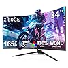 Z-Edge – Monitor curvo para juegos de 34 pulgadas, monitor de PC WQHD 1440P 165Hz 144Hz, MPRT 1ms, relación de aspecto 21:9, 1500R, 16.7M colores, contraste 3000:1, bisel sin marco UG34, 2 puertos DP