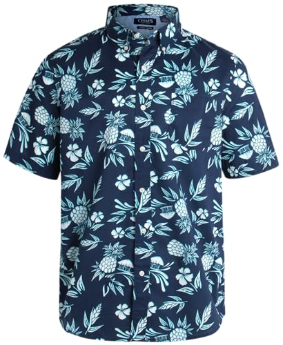 Chaps Men's Button-Down Shirt - Classic Woven Short Sleeve Formal Collared Shirt with Chest Pocket for Men (Sizes: S-XXL)