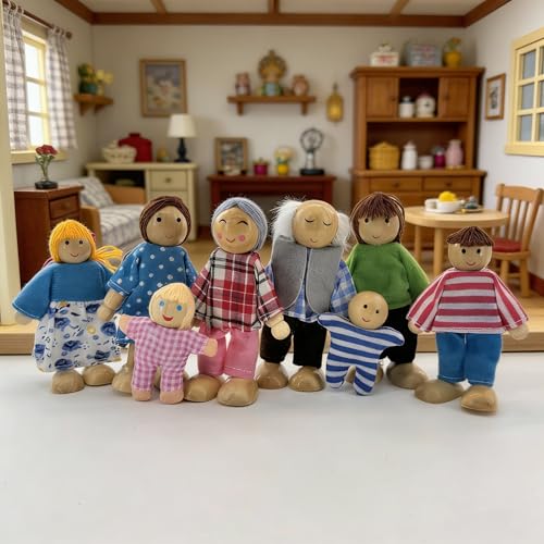 Set de casa de muñecas de madera OKOK - 8 piezas miniatura 2